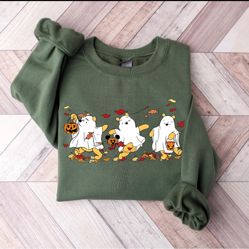 Green Halloween Weenie The Pooh  Ghost Sweatshirt